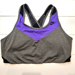 Nike Swoosh Bra Women's Size Large Purple Racer Back Workout Gym Athletic